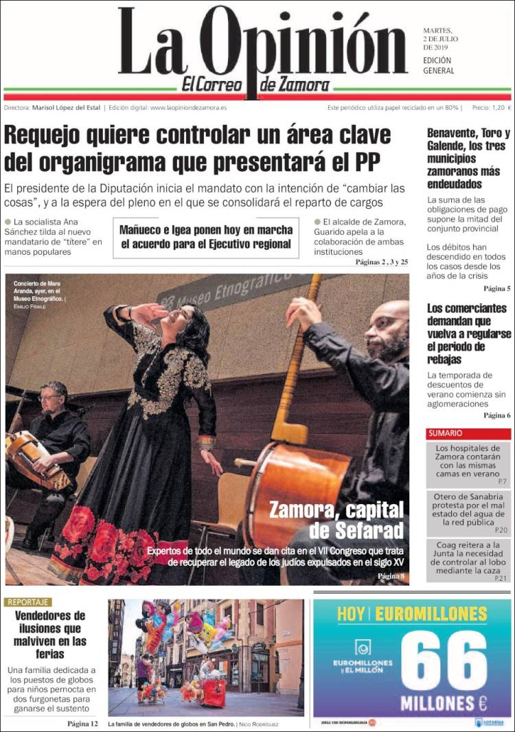 Portada de La Opinión - El Correo de Zamora (Espa&ntilde;a)