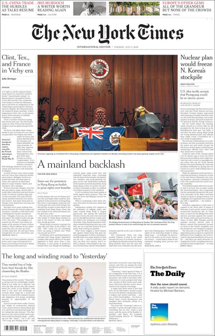 Portada de International New York Times (Europa)