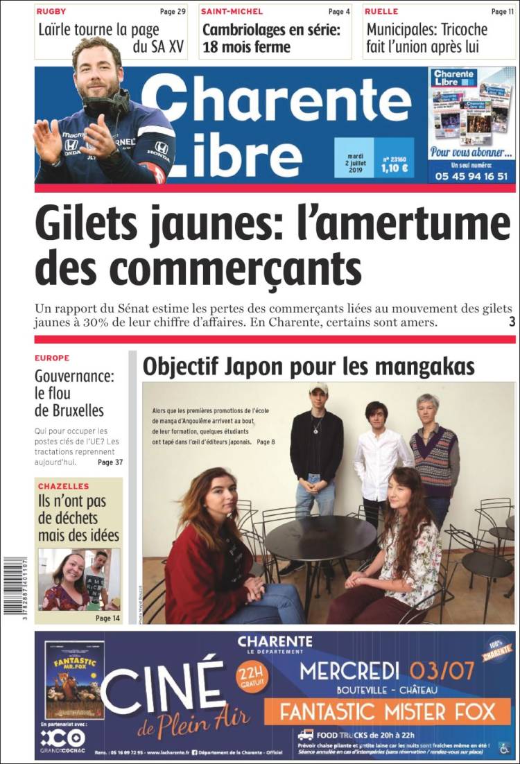 Portada de Charente Libre (France)