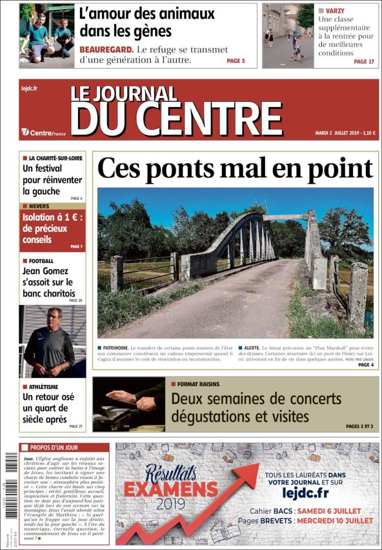 Portada de Le Journal du Centre (France)