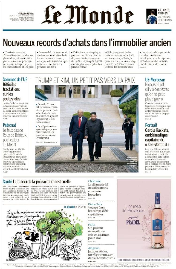 Portada de Le Monde (France)