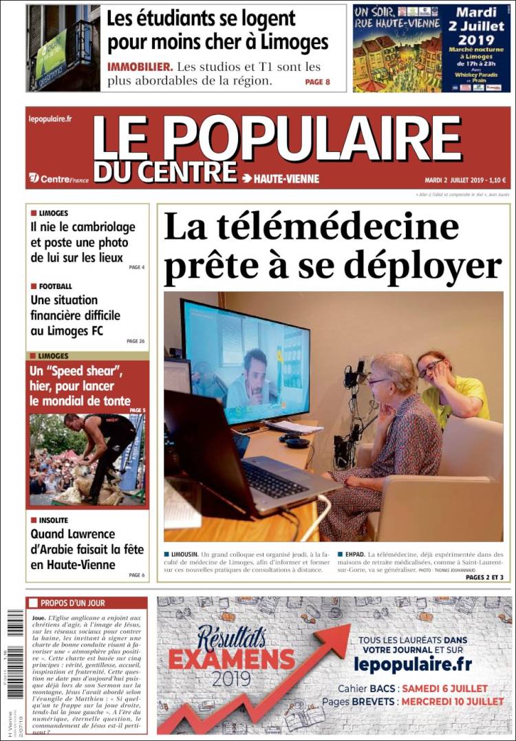 Portada de Le Populaire du Centre (France)