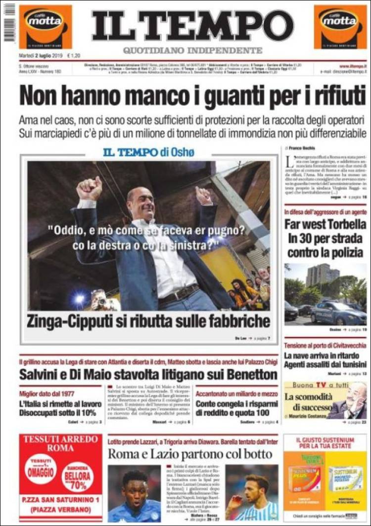 Portada de Il Tempo (Italia)