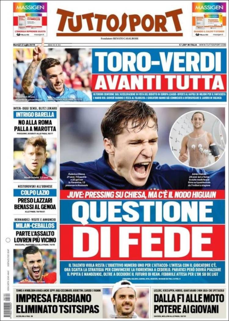 Portada de Tuttosport (Italia)