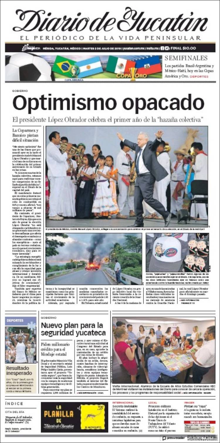 Portada de Diario de Yucatán (México)