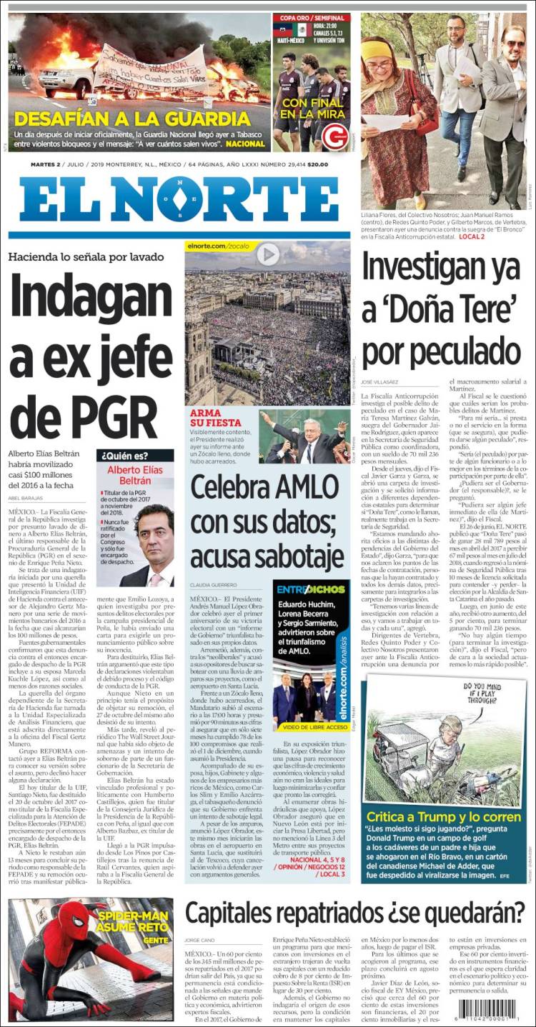 Portada de El Norte (México)