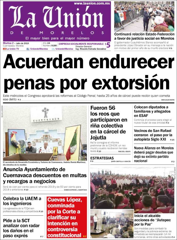 Portada de La Unión de Morelos (México)