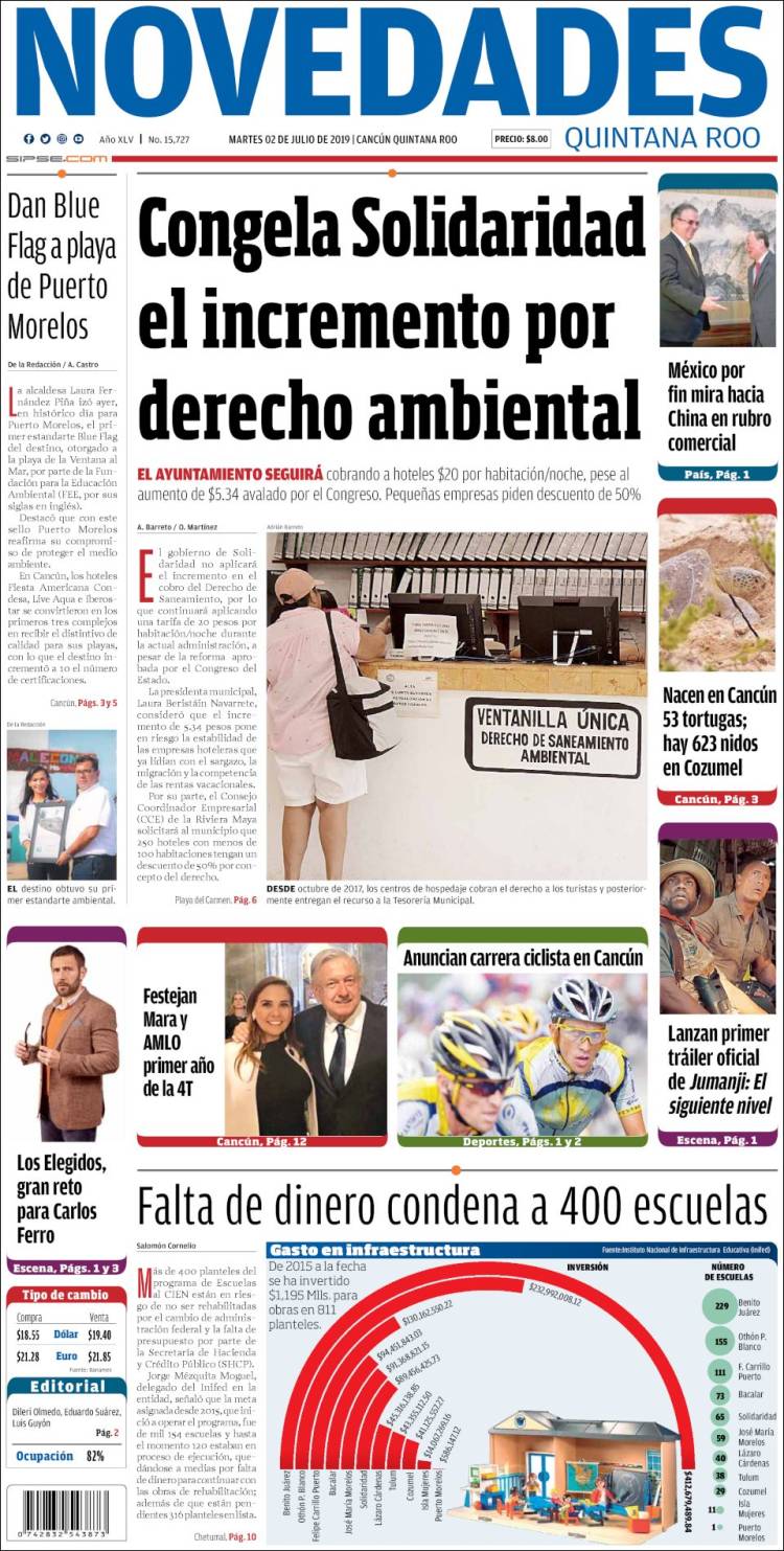 Portada de Novedades de Quintana Roo (México)