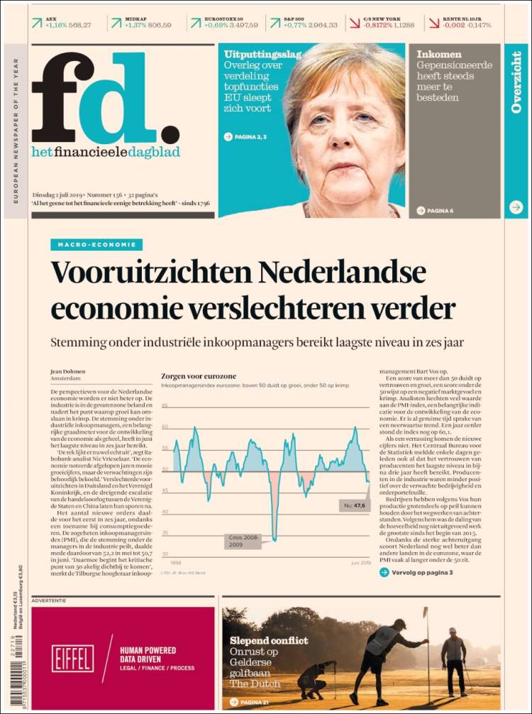 Portada de Het Financieele Dagblad (Pa&iacute;ses Bajos)
