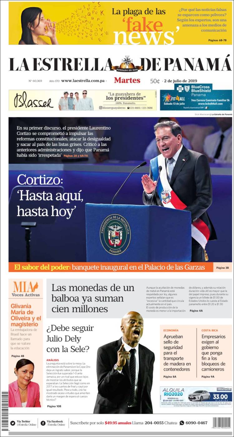 Portada de La Estrella de Panamá (Panam&aacute;)