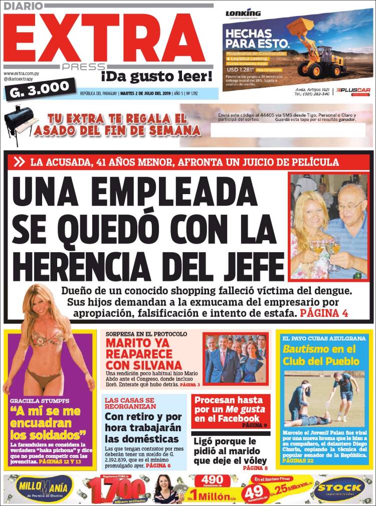 Portada de Diario Extra (Paraguay)