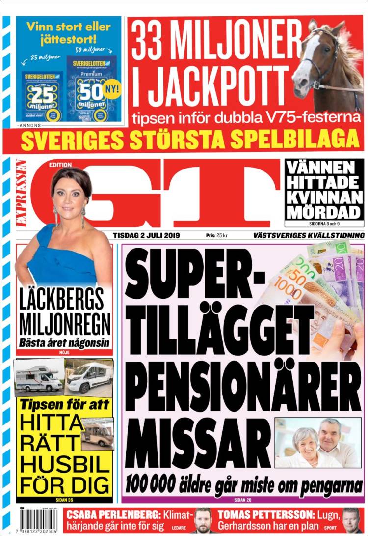 Portada de Göteborgstidningen (Suecia)