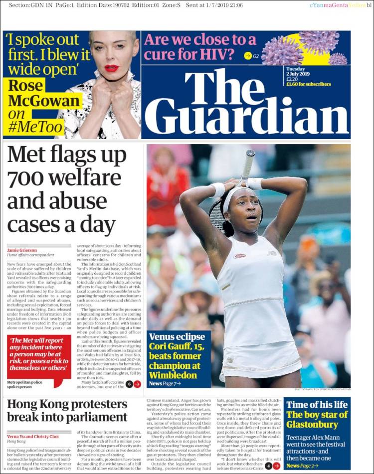 Portada de The Guardian (Reino Unido)