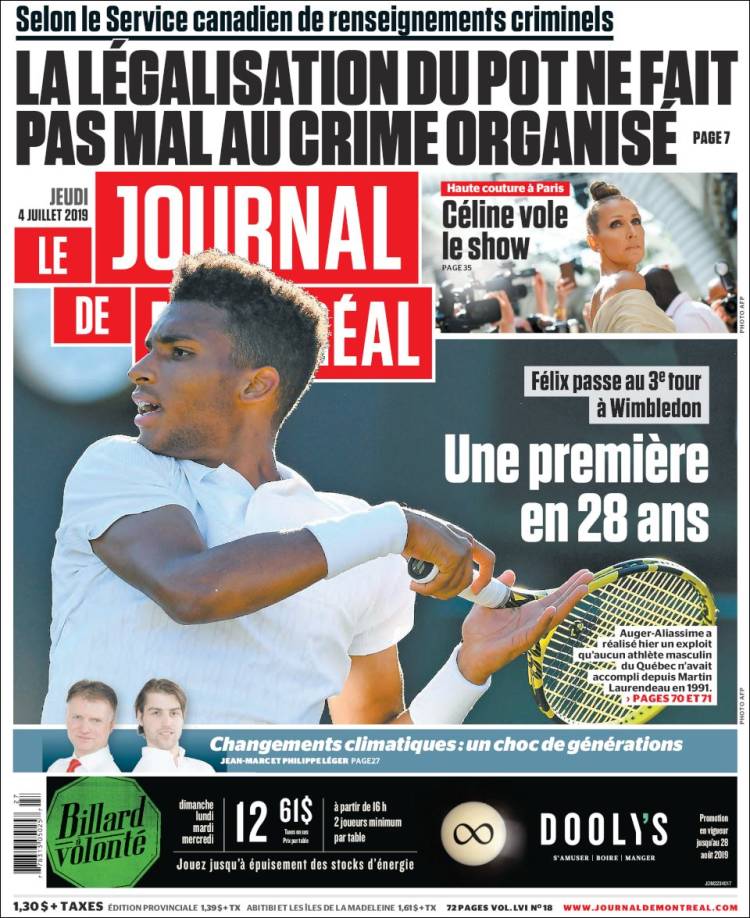 Portada de Le Journal de Montréal (Canada)