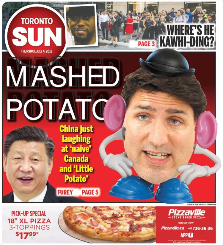 Portada de The Toronto Sun (Canadá)