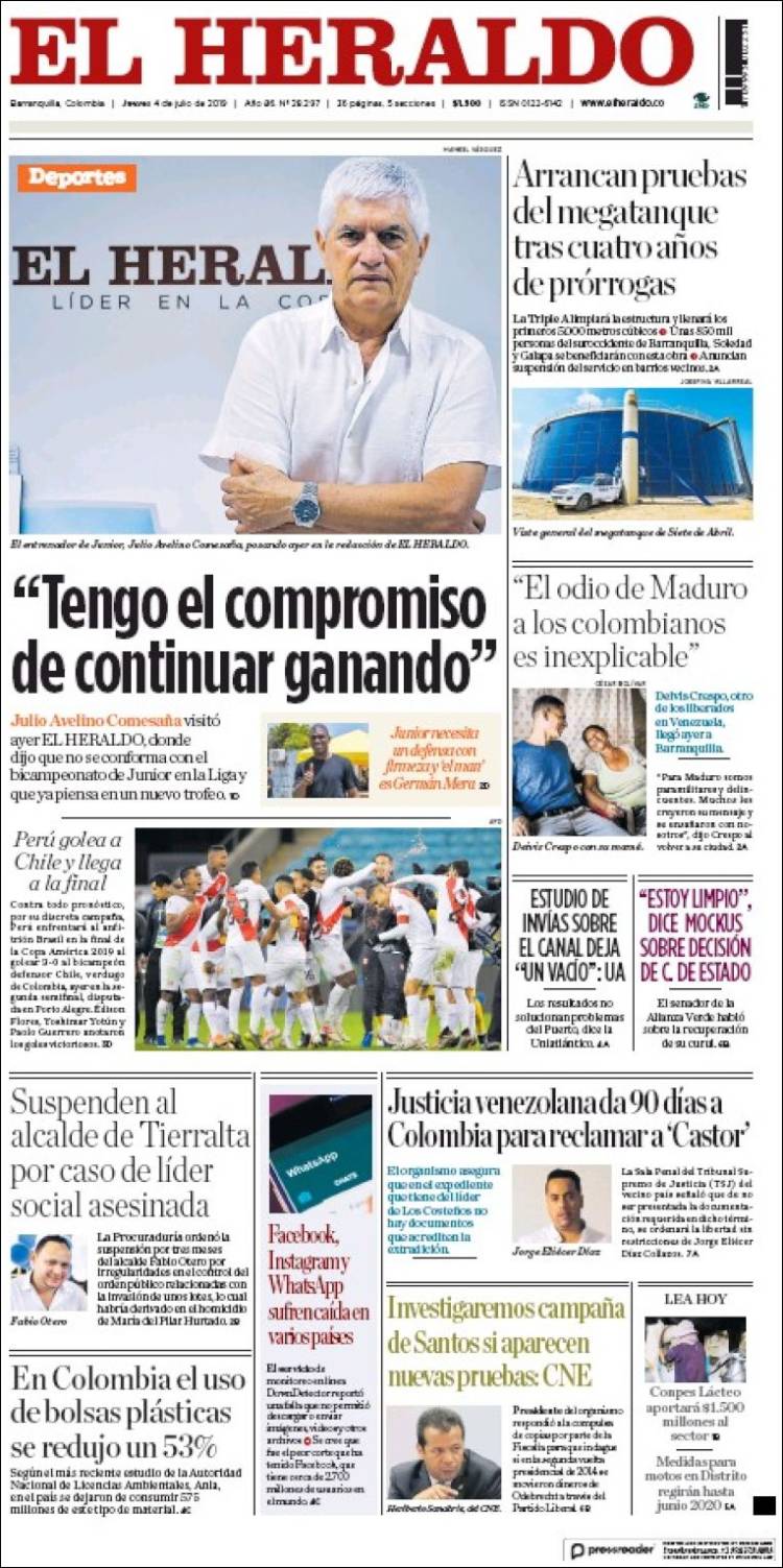 Portada de El Heraldo (Colombia)