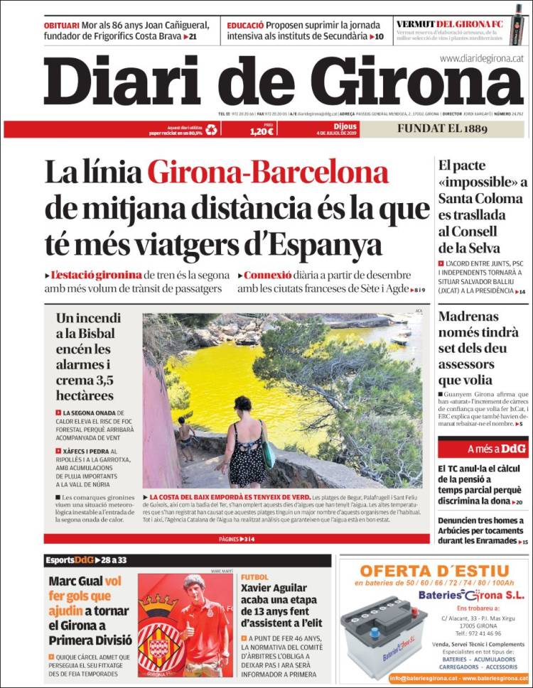 Portada de Diari de Girona (España)