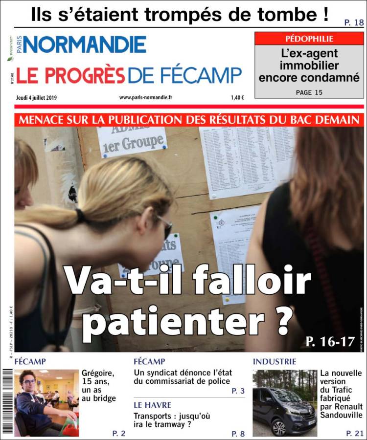 Portada de Progres de Fecamp (Francia)