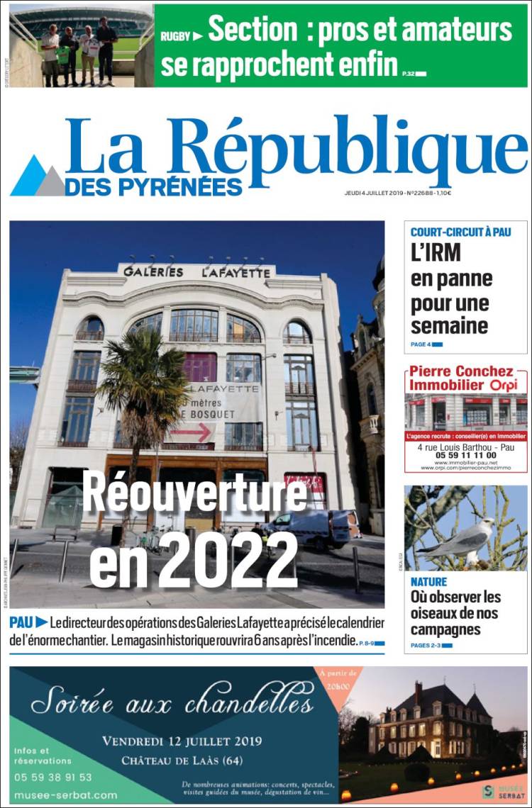 Portada de La République des Pyrénées (Francia)