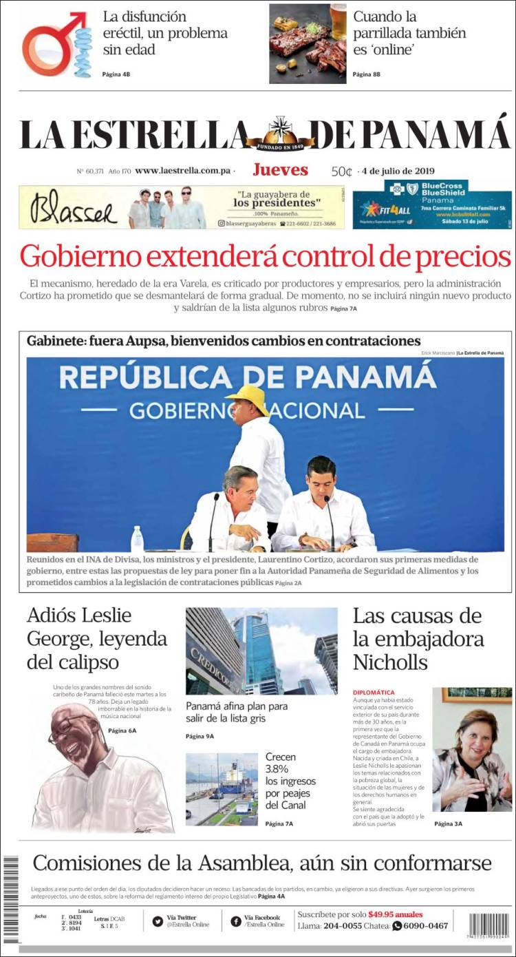 Portada de La Estrella de Panamá (Panam&aacute;)