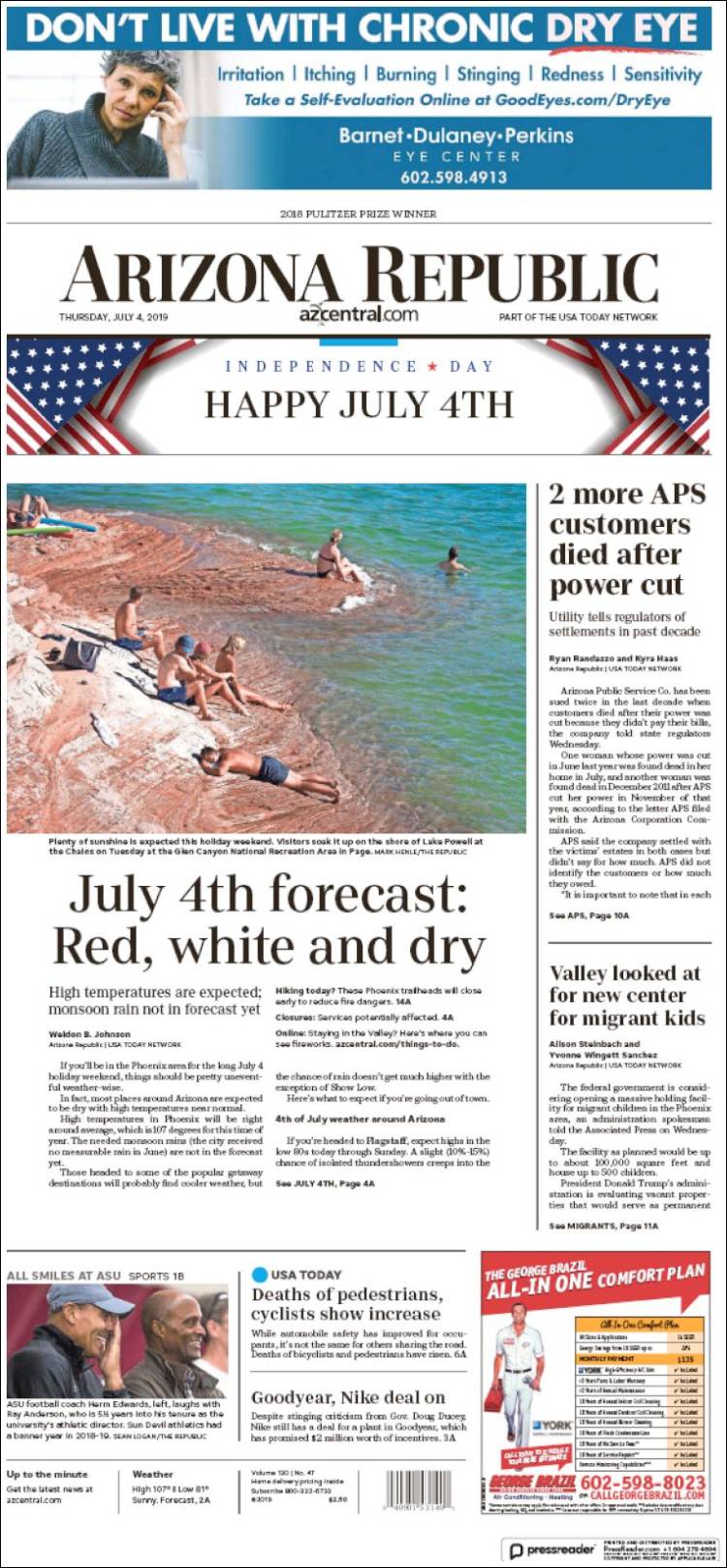 Portada de Arizona Republic News (USA)