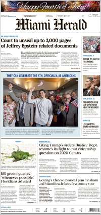 Portada de Miami Herald (USA)