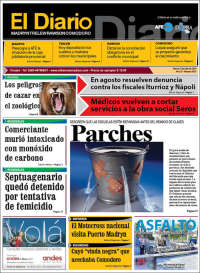 Portada de El Diario de Madryn (Argentina)