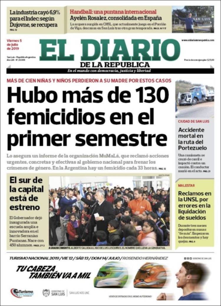 Portada de Diario de la República (Argentina)