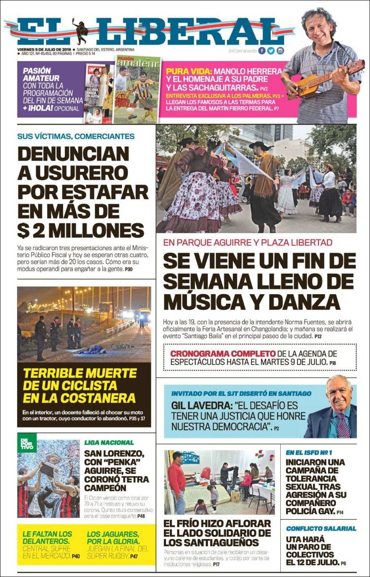 Portada de Diario El Liberal (Argentina)