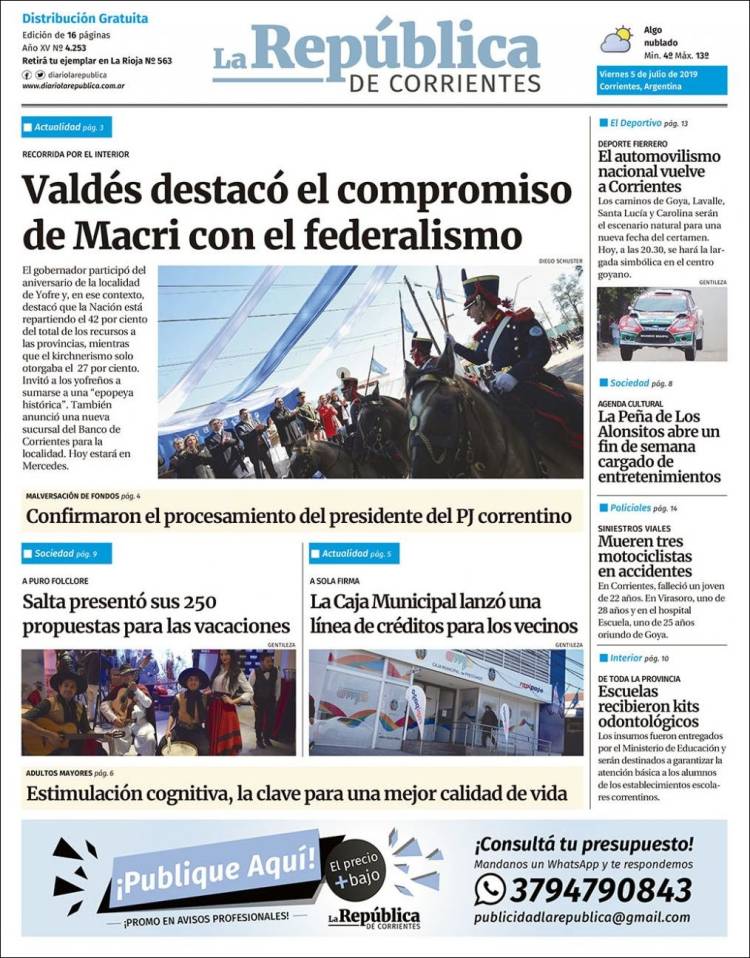 Portada de La República de Corrientes (Argentina)