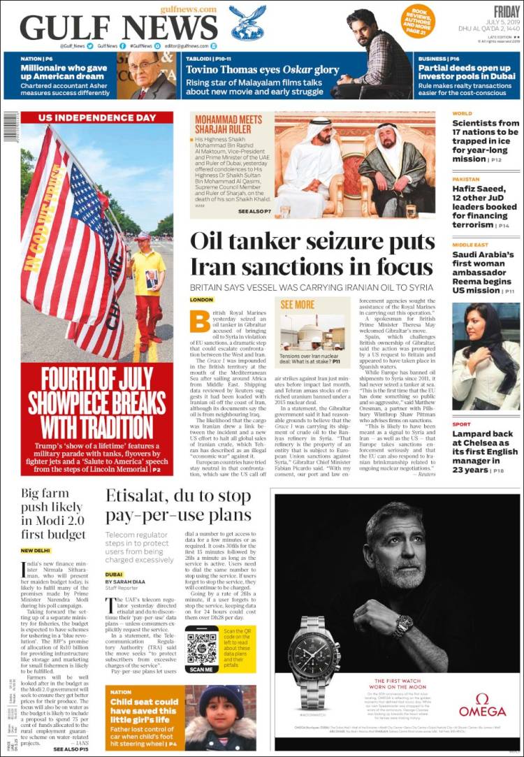 Portada de Gulf News (Asia-Pacific)