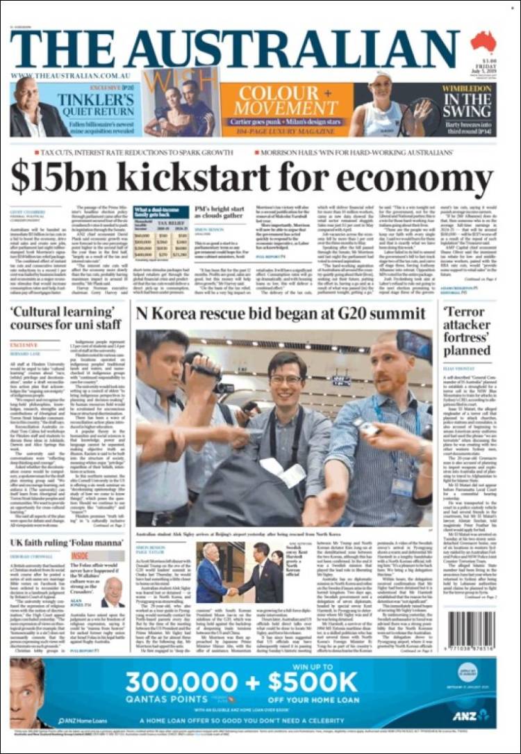 Portada de The Australian (Australia)