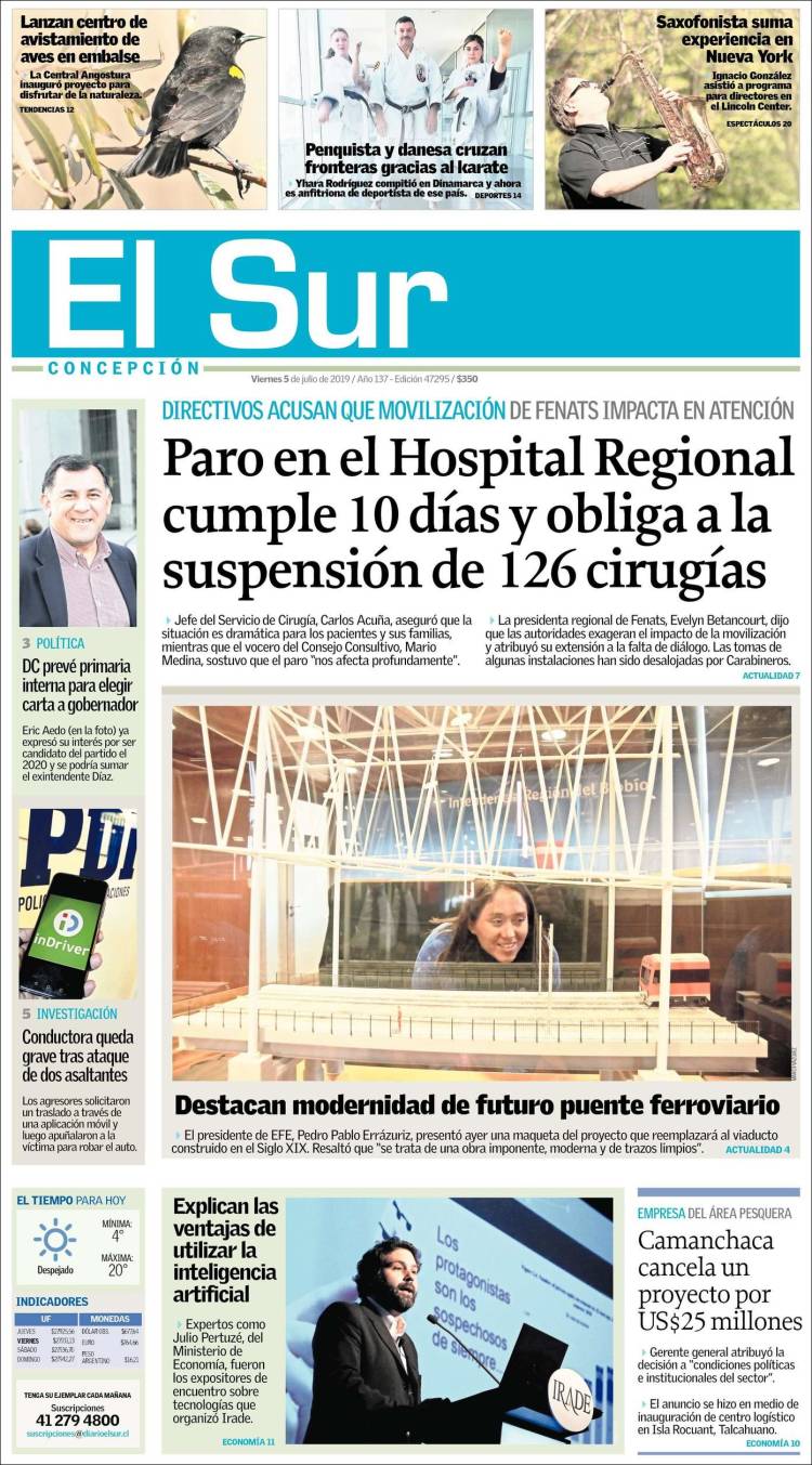 Portada de El Sur (Chile)