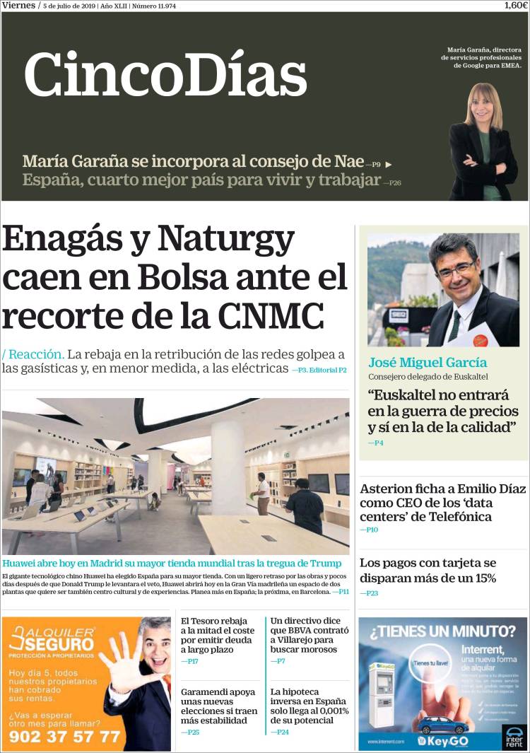 Portada de Cinco Días (Espa&ntilde;a)