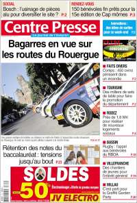Portada de Centre Presse (Francia)