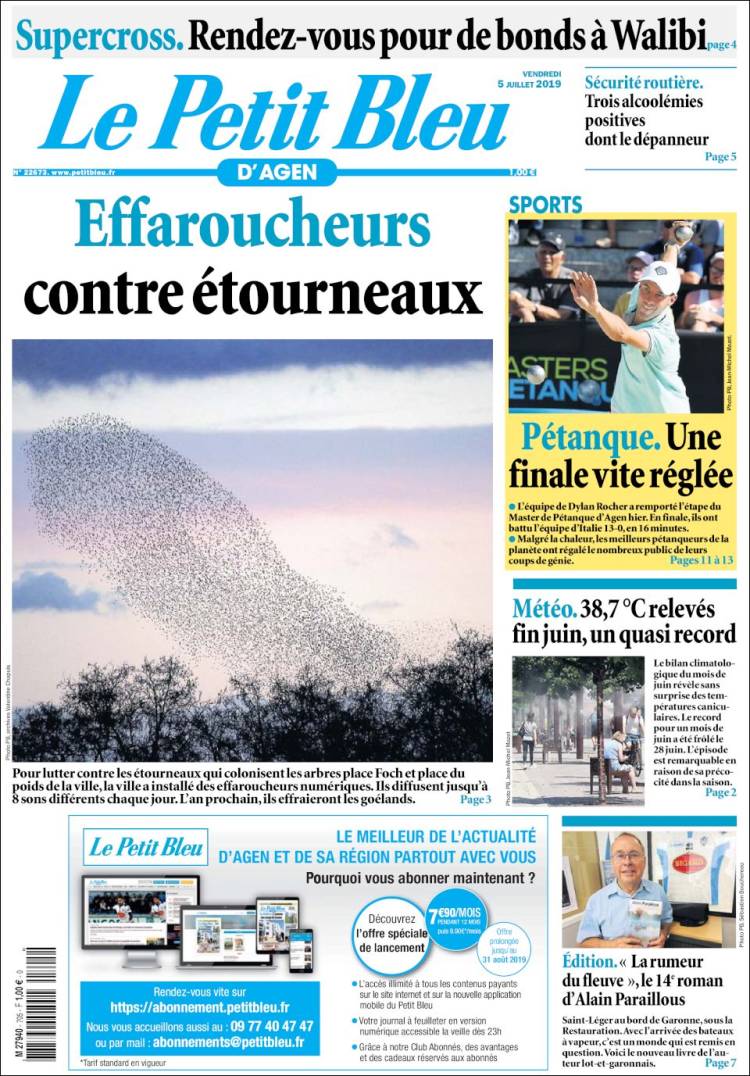 Portada de Le Petit Bleu (Francia)