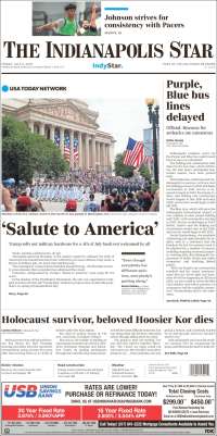 Portada de The Indianapolis Star (USA)