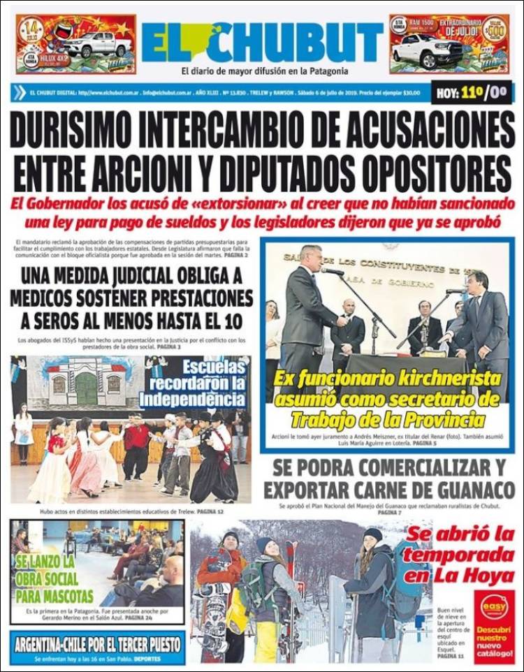 Portada de El Chubut (Argentina)