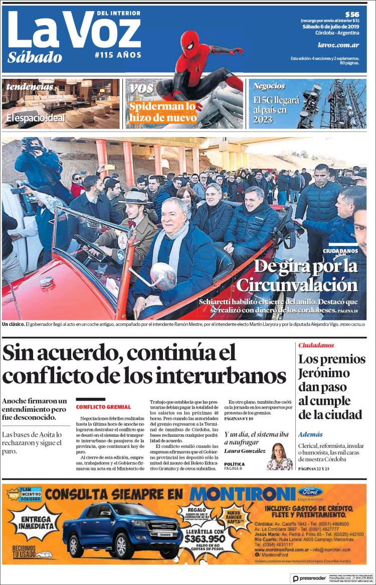Portada de La Voz del Interior (Argentina)