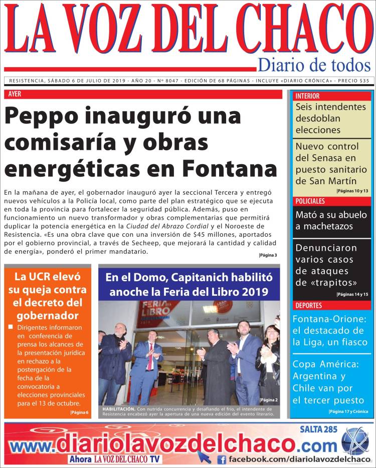 Portada de La Voz del Chaco (Argentina)