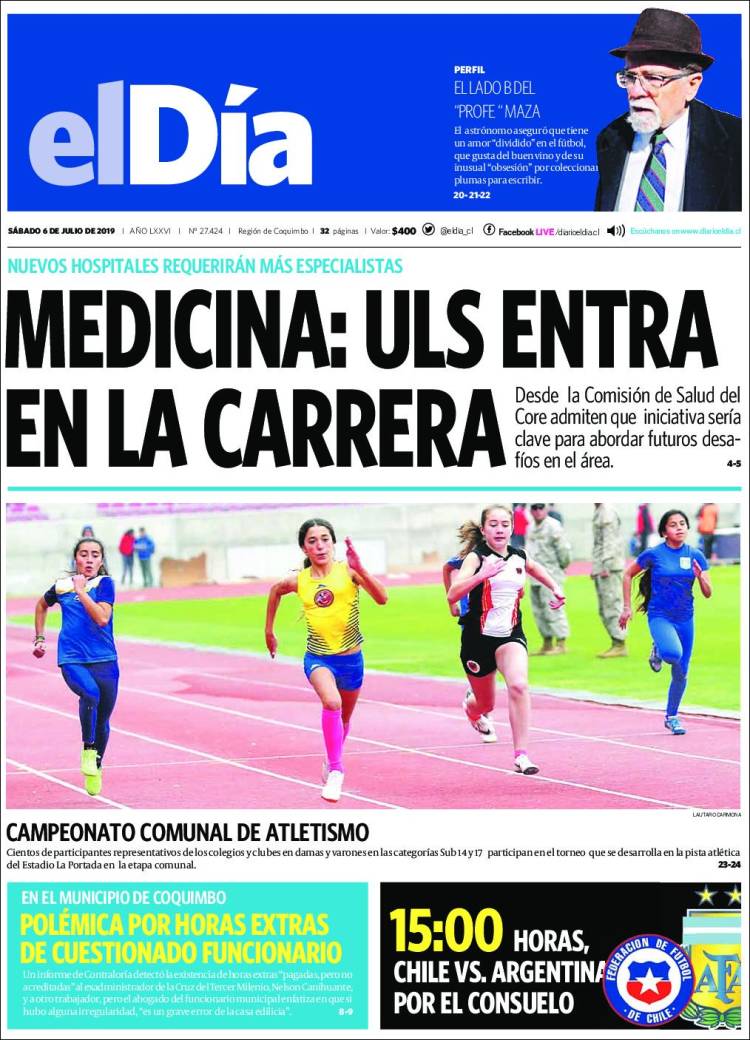 Portada de El Día (Chile)