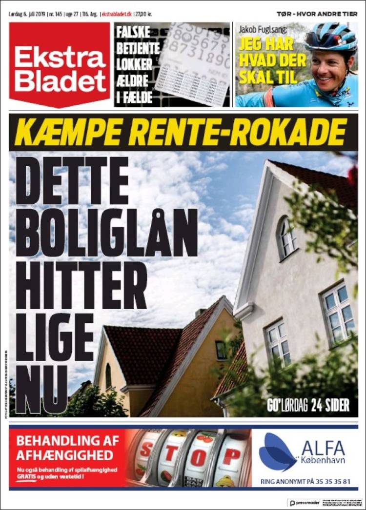 Portada de Ekstra Bladet (Dinamarca)