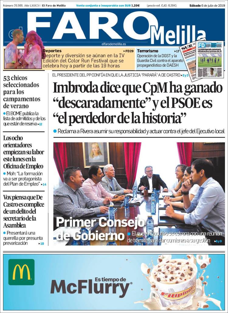 Portada de El Faro de Melilla (Espa&ntilde;a)