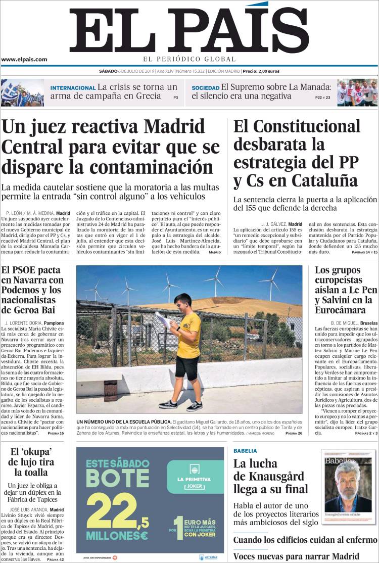 Portada de El PaÃ­s (EspaÃ±a)