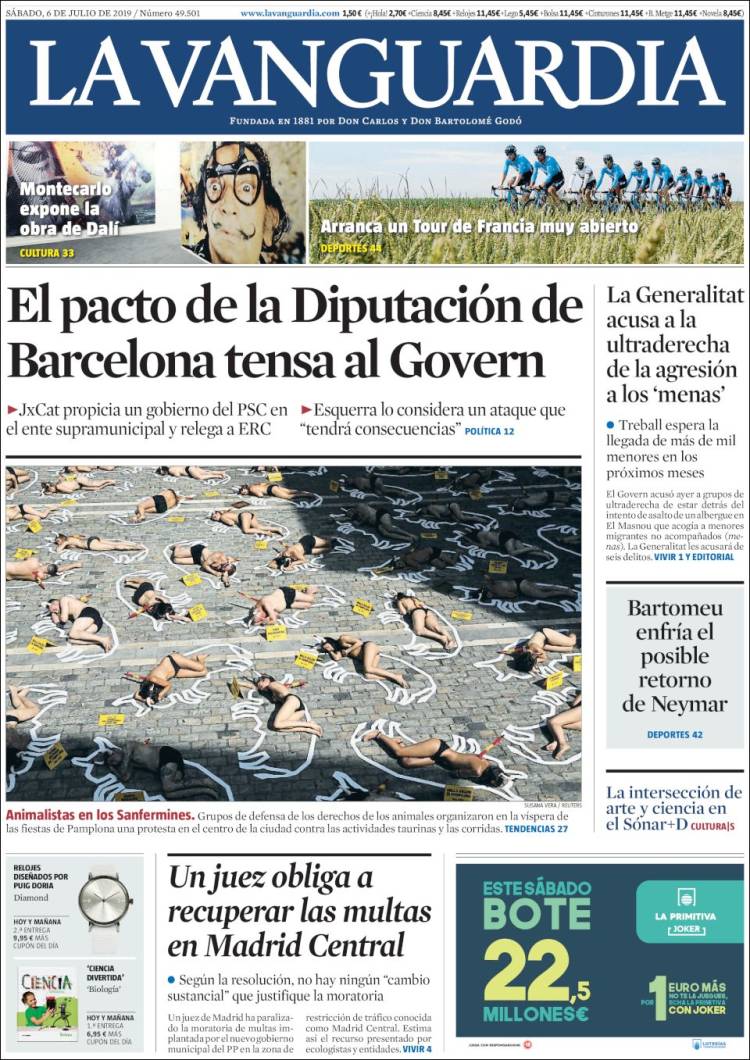Portada de La Vanguardia (Espa&ntilde;a)