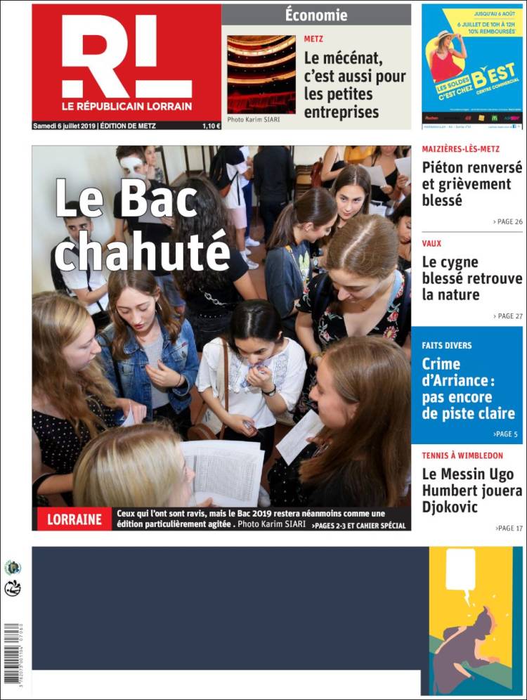 Portada de Le Republicain Lorrain (Francia)