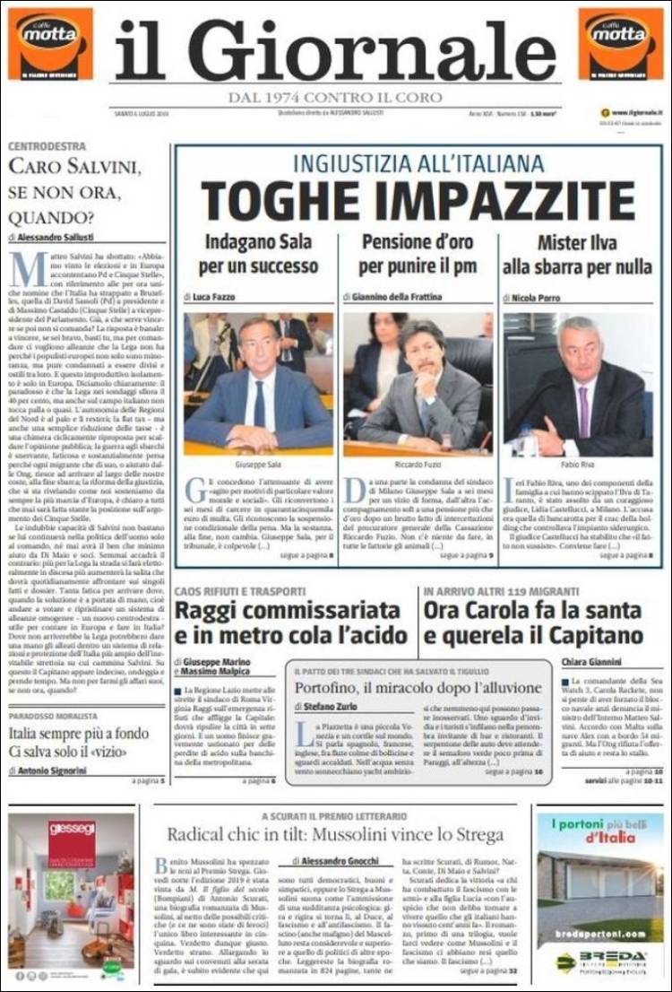 Portada de il Giornale (Italia)