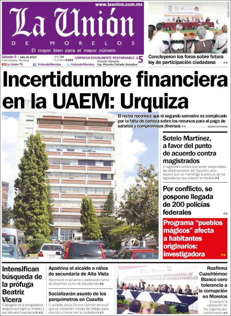 Portada de La Unión de Morelos (M&eacute;xico)