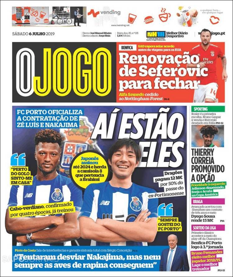 Portada de O Jogo (Portugal)