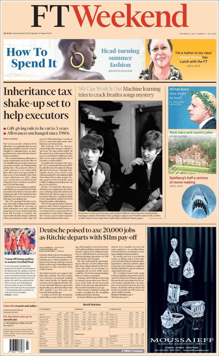 Portada de Financial Times (Reino Unido)